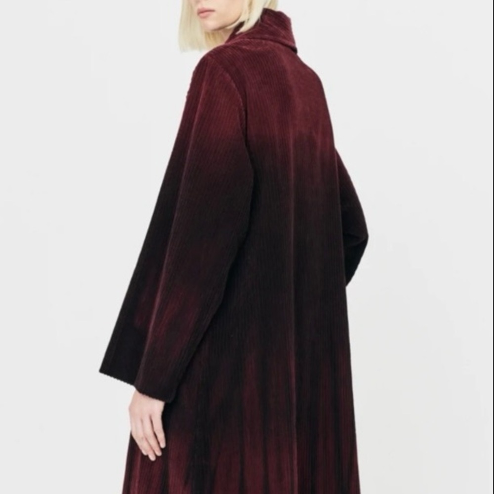 Raquel Allegra Rancho Ombre Wide-Wale Corduroy Swing Coat S Burgundy NWT - Picture 10 of 10